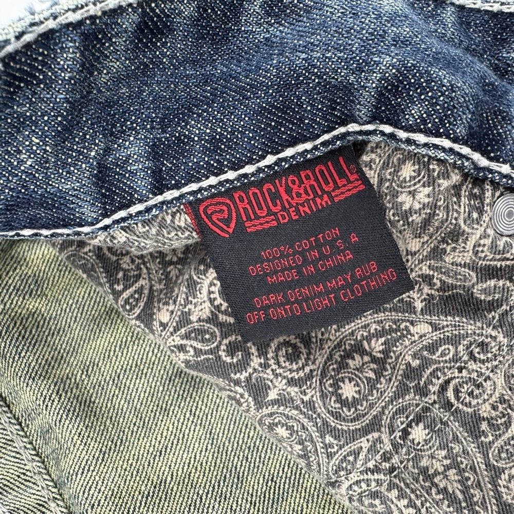 Rock & Roll Denim Jeans Mens 36x30 Blue Pistol Regular Fit Stackable Bootcut - Picture 9 of 16